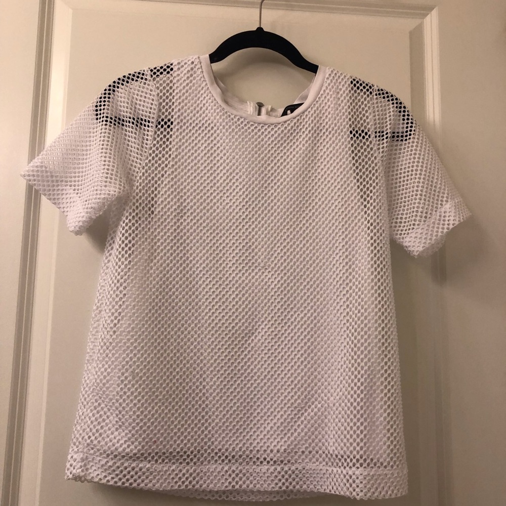 Banana Republic White Netted Top